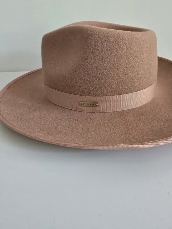 Gigi Pip Monroe Rancher Wool Fedora Dusty Pink Hat XS 55 Boho Western Cowgirl main image 12